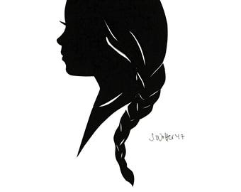5x7 Freehand Cut-Paper Silhouette