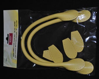 bag handle x 2 40cm 98492 pins yellow leatherette