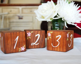 Wedding Table Number Decorations - Wooden Cubes
