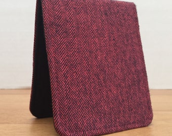 Mens Minimalist Wallet / Slim Bifold Wallet / Red Herringbone / Vegan