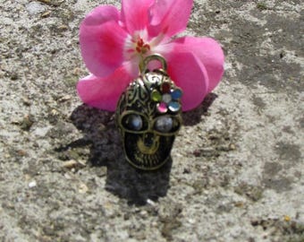 Skull pendant X 1 stylized of color bronze 20 X 17 mm