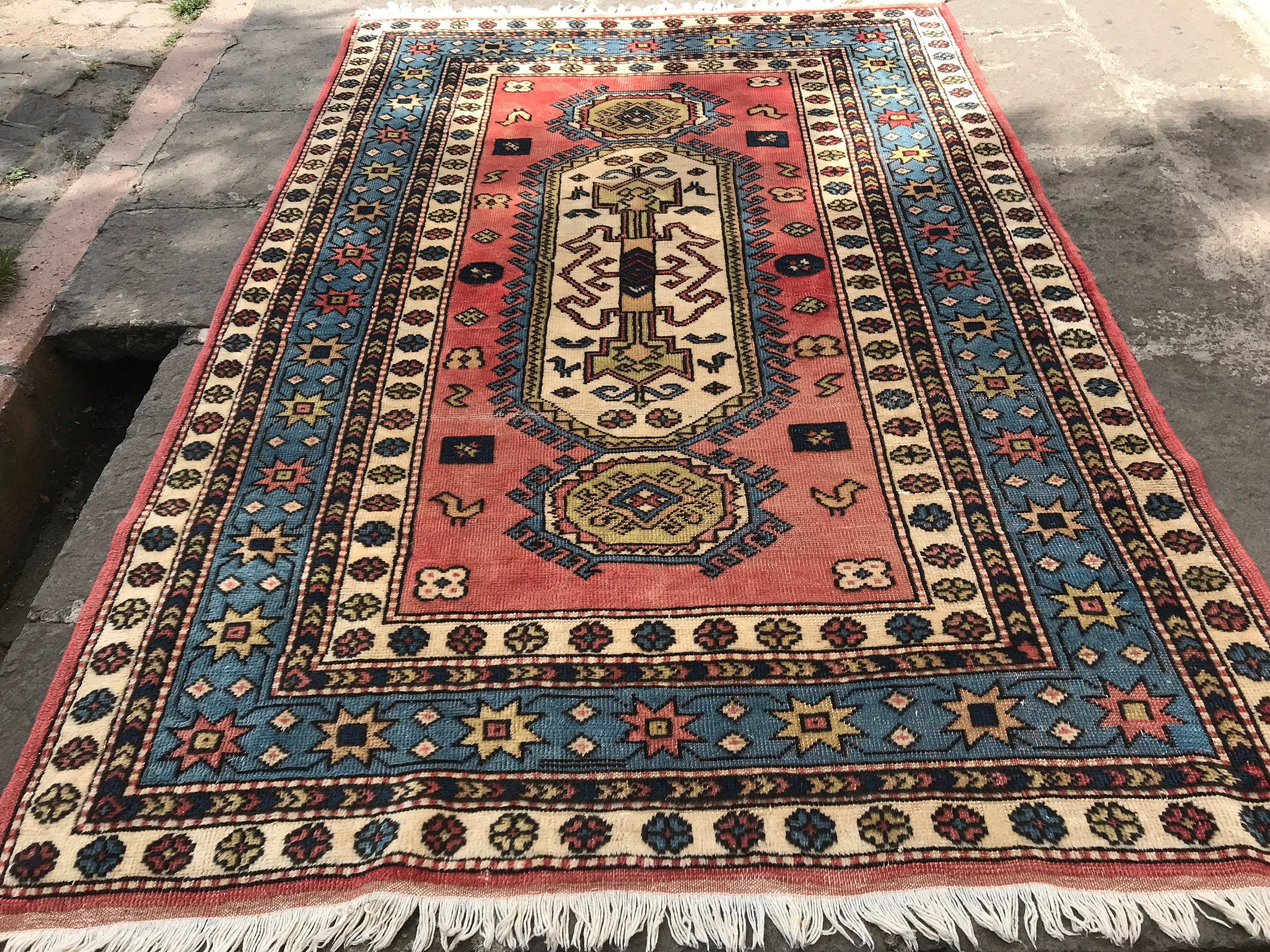 Oushak Rug Turkish Vintage Boho Faded Zoom