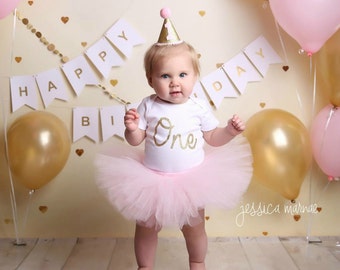 First Birthday Outfit Girl, Cake Smash Outfit Girl, Pink and Gold 1st Birthday Outfit, Birthday Cake Topper, Cake Smash Outfit Girl, Tulle