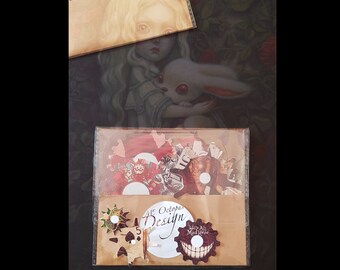 Steampunk stickers Alice in Wonderland-set 13 gear stickers//Steampunk stickers Alice in Wonderland in Matt Vinyl