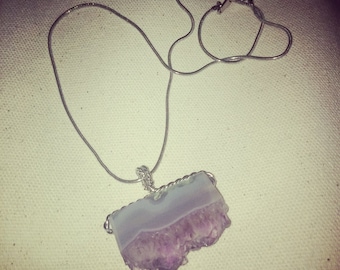 amethyst druzy necklace - amethyst geode jewelry - druzy jewelry