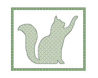 Blackwork Cat, blackwork animals chart PDF pattern cats