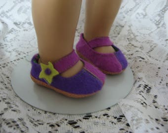 Purple and Lavendar Felt Shoes that fit American Girl and other 18" Dolls