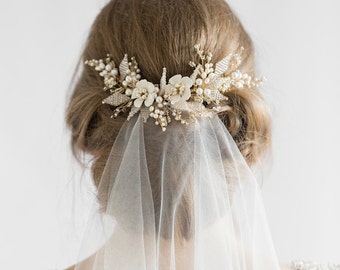 JASMINE | floral wedding hair comb, delicate bridal headpiece, wedding hair comb