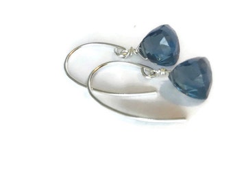 London Blue Earrings Blue Topaz Earrings London Blue Topaz earrings Quartz earrings Silver earrings December birthstone