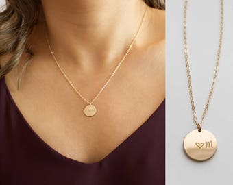 Bridesmaid Gift, Bridesmaid Jewelry, Initial Disc, Bridal Jewelry, Bridal neckalce, Wedding Gift, Wedding Jewelry, Customized Gift • NDV130