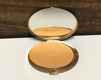 Vintage Gold Majestic Compact, Vintage Mirrored Compact, Powder Compact, Vintage Gold Compact, Travel Compact, Purse Compact