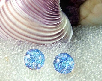Translucent Mermaid Tears Blue Opal Dichroic Glass Earrings