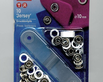 10 buttons rings pressure "Jersey" 10 mm white