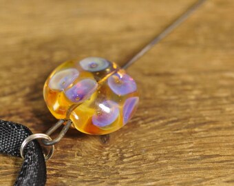 Spinner's Fetch Hook (Orifice hook), Lampwork Glass: Pearl Dots on Amber