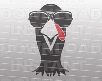 Turkey SVG File,Turkey with Sunglasses SVG,Fall SVG -Cutting Template- Vector Art Commercial & Personal Use- Cricut,Cameo,Silhouette,Vinyl