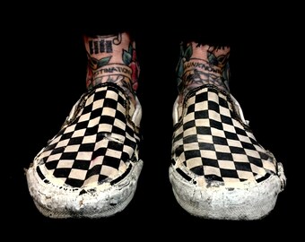 1990s Thrashed Vans Slip Ons USA