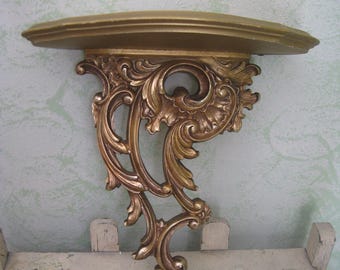 syroco wood wall shelf old world ornate gold syroco plate shelf hollywood regency mid century frnch apartment