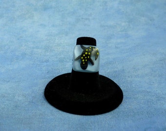 Encapsulated Spotted Salamander Specimen ring, Handmade Biology Jewelry
