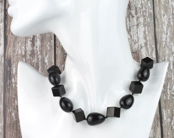 Black onyx necklace, UK Seller, Black necklace, Statement necklace, Handmade necklace, Gemstone necklace, Black beaded Necklace.