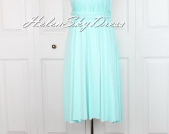 Bridesmaid Convertible Dress Infinity Dress Multiway Wrap Dress Prom Maxi short Dress mint green keen Length