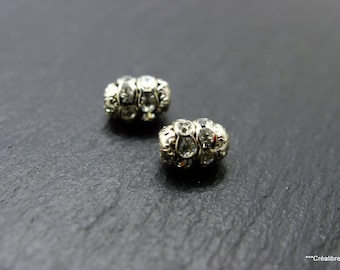 2 beads swarovski silver 9 x 6 mm