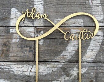 Personalized Names Infinity Wedding Cake Topper 8" inches, Custom Cake Topper, Unique Rustic Cake Topper, Cute Wedding Toppers