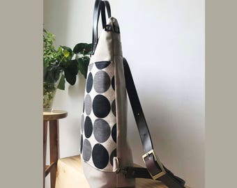 SALE-2way tote bag backpack bag with leather strap