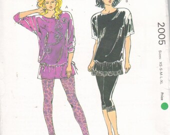 Kwik Sew 2005, Sz 8- 22/XS-XL. Women's Athleisure Activewear/Ladies Leggings & Oversized Knit Tunic Top Pattern, UNCUT Vintage Kwik Sew