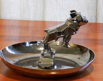 Vintage Chrome Mack Truck Bulldog Ashtray 00899