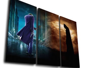 Batman The Dark Knight Joker Painting Print Canvas Wall Art Picture Home Décor, Contemporary Artwork Split Canvases, Birthday Gift