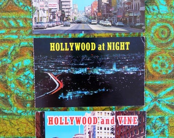 Vintage 60s / 70s unused Hollywood Los Angeles postcards x 3 Vine St Capitol Records Hollywood Boulevard