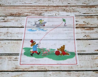 Vintage Kids Hankies, Children's Handkerchief, Childs Hankie, Vintage Handkerchiefs, Dog Hankie