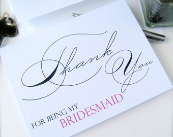 Bridesmaid thank you card, maid of honor card, flower girl thank you card, bridal party thank you card, wedding party thank you (ty1)