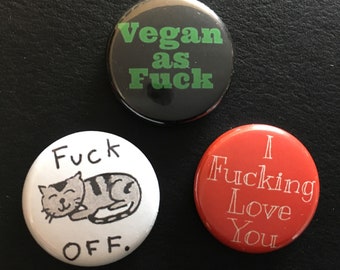 vegan set 1" buttons