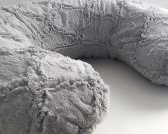 Boppy Cover Minky Lattice Minky Silver Gray Minky Nursing Pillow cover, baby gift, shower gift