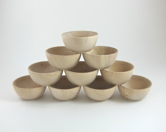 10 Small Wood Bowls | Unfinished Wooden Ring Bowl - Ring Bearer Bowl - Montessori Waldorf Craft Supplies