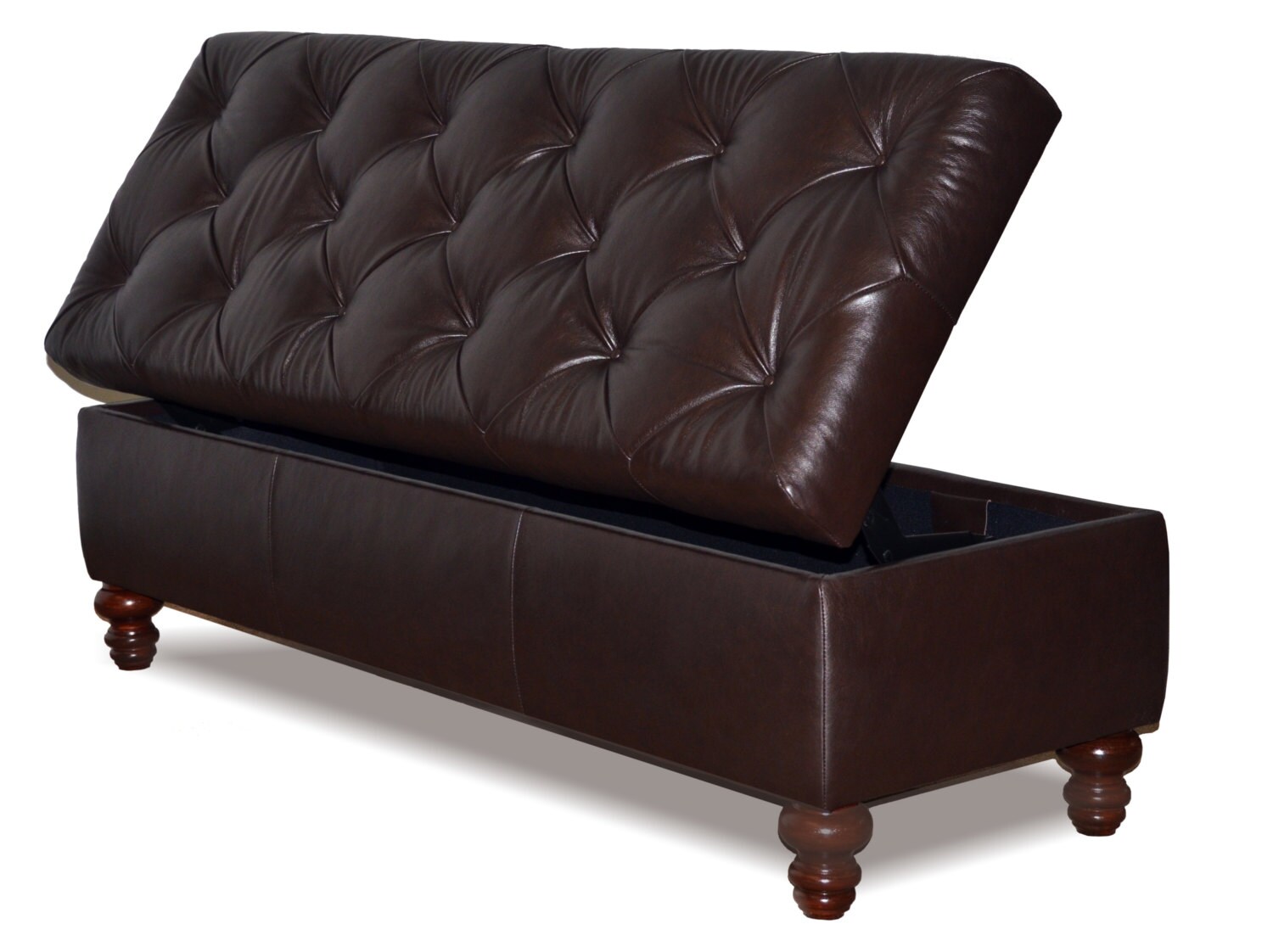 Queen Size Chesterfield Storage Bench Button Tufted Ottoman