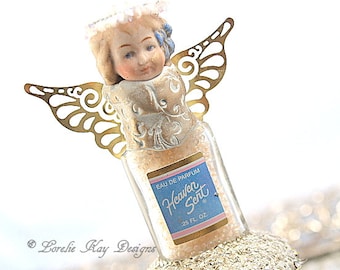 Heaven Sent Angel Art Doll Perfume Bottle Miniature One-of-a-Kind Doll Lorelie Kay Original Assemblage Art Doll