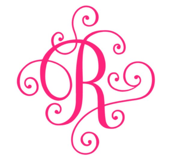 Download Custom Vinyl Monogram Decal Elegant Scroll Monogram