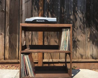 Two Row Vinyl Record Storage Shelf // Display // Protect // Enjoy // your collection of 12 vinyl records SOLID WOOD