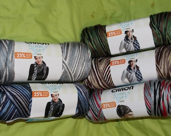 Caron Simply Soft Camo Yarn. Camo Yarn. Camoflauge. Caron Simply Soft-Colors Available:Camo Renagade-Snow Camo-Woodland-Red Camo-Blue Camo