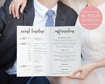 Wedding Weekend Itinerary-Editable PDF-Welcome Bag-Wedding Weekend Timeline-Folded Itinerary-Wedding Schedule-PDF Instant Download-#SN022_IT