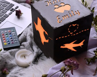 Long distance friendship gift, Led lights for home, Long distance gift for best friend, long distance wedding, long distance wood, Led lamp