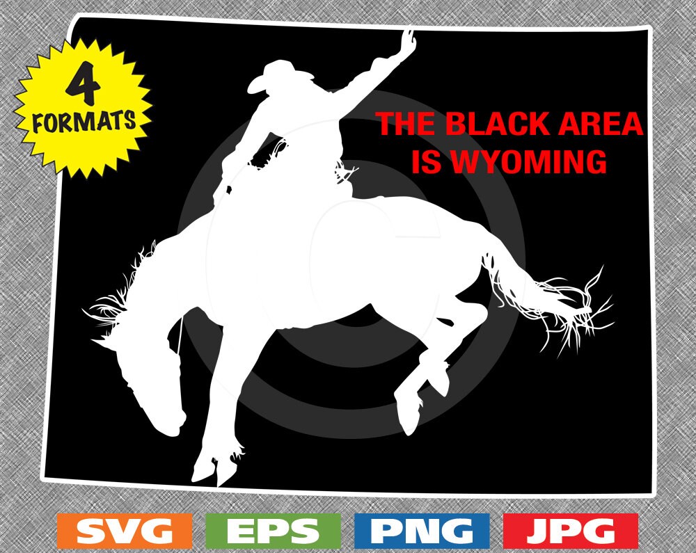 Wyoming with Bucking Bronco Rider Image svg cutting file