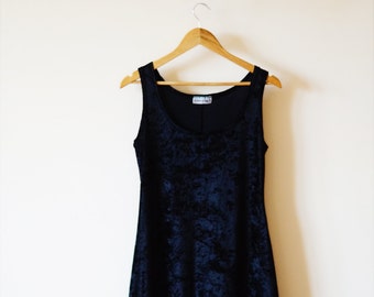 Vintage 90s Black Velvet Mini Dress