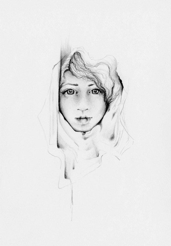 Original modern art women pencil drawing one of a kind fine Original modern art women pencil drawing one of a kind fine