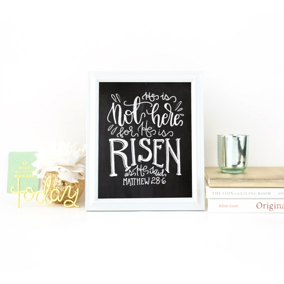 He Is Risen - Easter Print - Chalkboard Digital Print