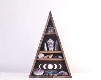 Triangle Shelves, Triangle shelf, Geometric shelf, crystal shelf - Moon Phases