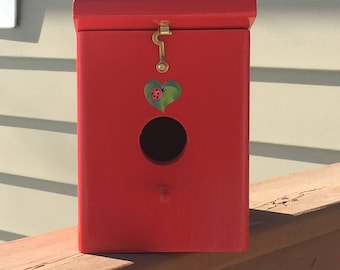 Handmade Firehouse Red Backyard Hanging Outdoor Birdhouse