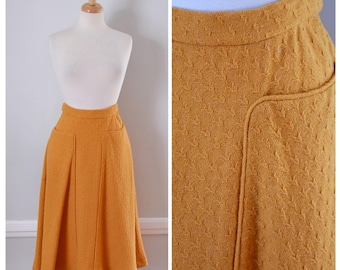 40s Skirt / Vintage Skirt / 1940s Skirt / Vintage 40s Skirt / 50s Skirt / Wool Skirt / Midi Skirt / Orange / 40s Wool Skirt / Small / Medium